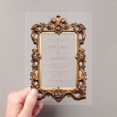 華美アンティーク金ゴールドフレ結婚ーム アクリル招待状 (インサイチュ (ポータブル))