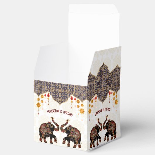 華美インディアンゾウ結婚インディアンパーソナライズされた フェイバーボックス (オープン)