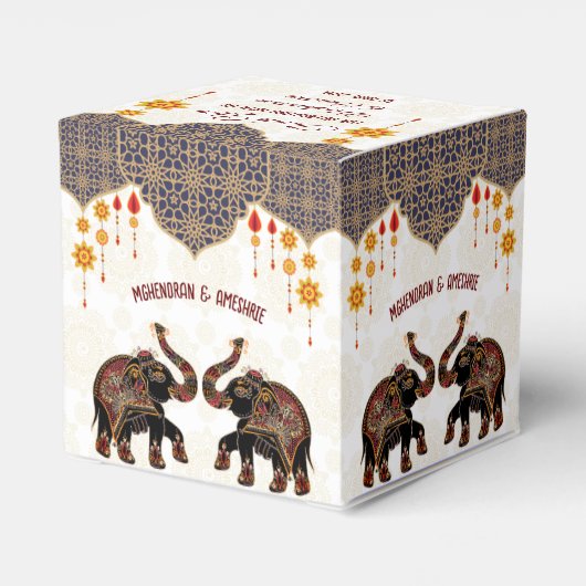 華美インディアンゾウ結婚インディアンパーソナライズされた フェイバーボックス (裏面サイド)