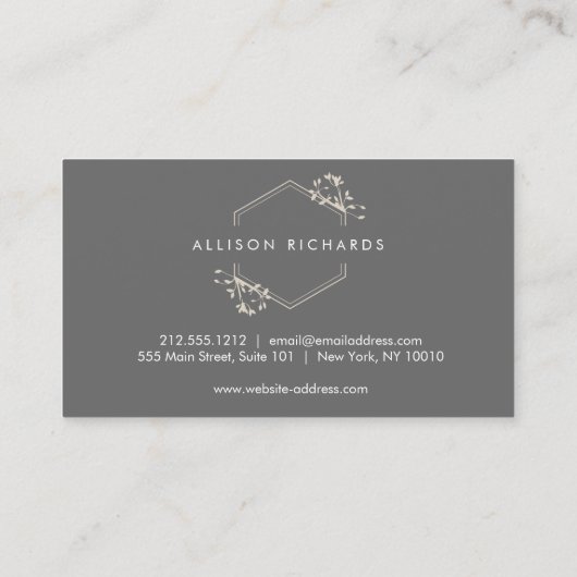 華美エレガントつる植物及び葉のエンブレム名刺 名刺 (裏面)