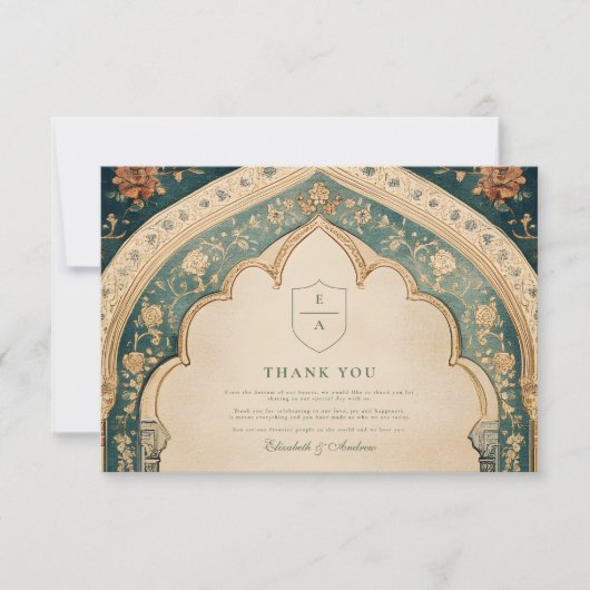 華美エレガントフローラ結婚イスラム サンキューカード (正面)