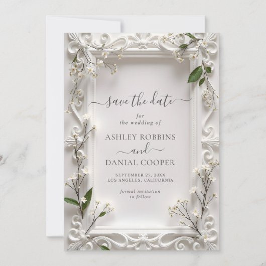 華美エレガントフローラ離れの日付の保存 招待状 (正面)