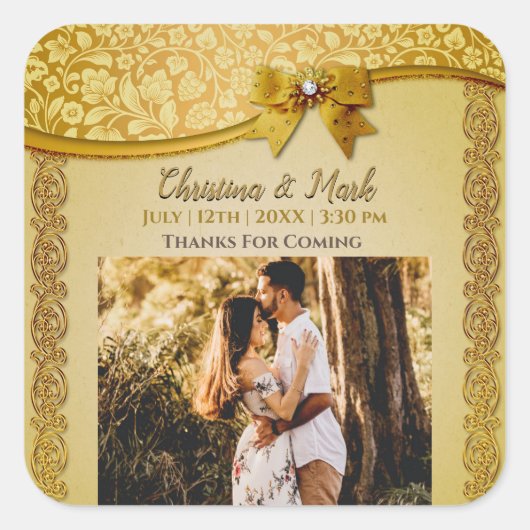 華美エレガントレトロ抽象芸術花離れ類 スクエアシール (正面)