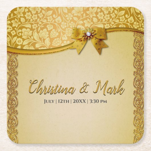 華美エレガントレトロ抽象芸術花離れ類 スクエアペーパーコースター (正面)