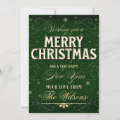 華美エレガント伝統的写真グリーンクリスマス シーズンカード (正面)