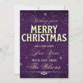 華美エレガント伝統的Photo Purple Christmas シーズンカード (正面)