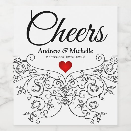 華美エレガント結婚夫妻のパーソナライズされた方 ワインラベル (シングルラベル)