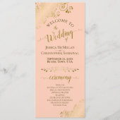 華美エレガント金ゴールドレースオンコーラルピーチ結婚ズ プログラム (正面)