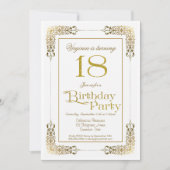 華美エレガント金ゴールドレース18thバースデーパーティー 招待状 (正面)