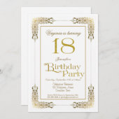 華美エレガント金ゴールドレース18thバースデーパーティー 招待状 (正面/裏面)