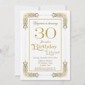 華美エレガント金ゴールドレース30th誕生日ディナー 招待状 (正面)