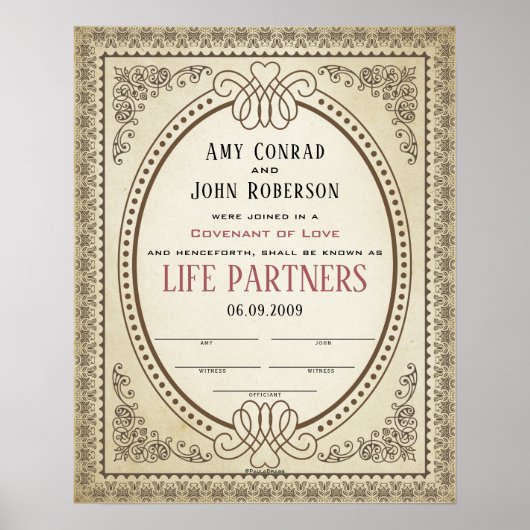 華美オーバル縁どフレ結婚ームの証明書 ポスター (正面)