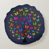 華美カラフル抽象芸術バタフライツリーアート ラウンドクッション (裏面)