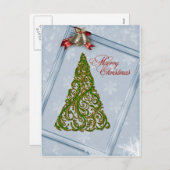 華美クリスマスツリーとベルのはがき シーズンポストカード (正面/裏面)