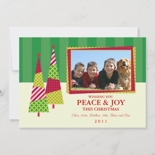 華美クリスマスツリーと額縁写真カード シーズンカード (正面)