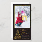 華美クリスマスツリーブラックグリッター シーズンカード (正面/裏面)