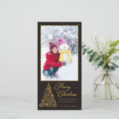 華美クリスマスツリーブラックグリッター シーズンカード (スタンド正面)