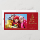 華美クリスマスツリー金ゴールド シーズンカード (正面/裏面)