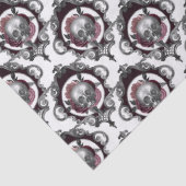 華美スカルと花が白い切り株 薄葉紙 (詳細)