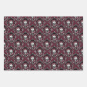 華美スカルと花をワインで ラッピングペーパーシート (正面2)