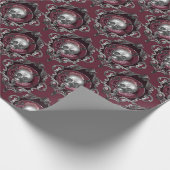 華美スカルと花をワインで ラッピングペーパー (角)