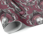 華美スカルと花をワインで ラッピングペーパー (ロールコーナー)