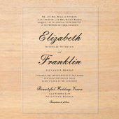 華美スクリプフォーマルト白黒結婚の アクリル招待状 (正面)