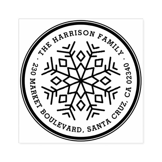 華美スノーフレークファミリー名&差出人住所 ラバースタンプ (インプリント)