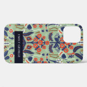 華美ティール(緑がかった色)海軍古典フローラピーコック型 Case-Mate iPhoneケース (裏面 (横))