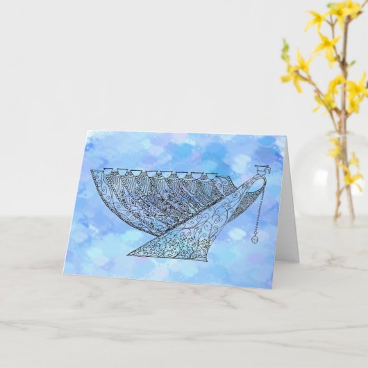 華美ハヌカー(ユダヤ教の祭り)(ユダヤ教)メノラーカスタマイズ可能グリーティングカード カード (黄色い花)