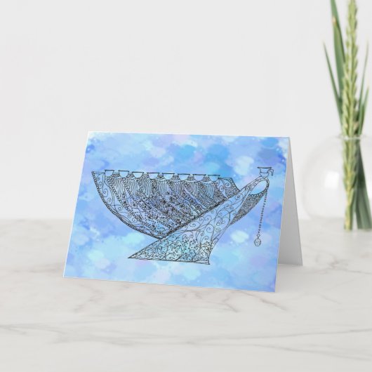 華美ハヌカー(ユダヤ教の祭り)(ユダヤ教)メノラーカスタマイズ可能グリーティングカード カード (正面)