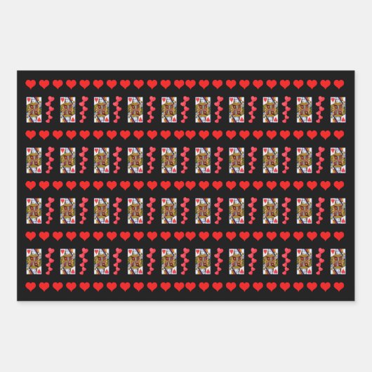 華美ハートク遊イーンのカード明るい赤いハート ラッピングペーパーシート (正面)