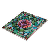 華美バラ葉リースステンドグラススタイル タイル (側面)