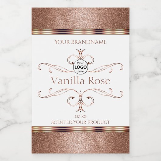 華美バラ金ゴールドグリッターホワイトプロダクトラベルロゴ フードラベル (シングルラベル)