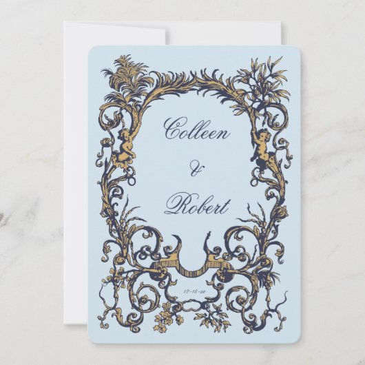 華美バロックアンティークc.1700sデザインとCherubs 招待状 (正面)