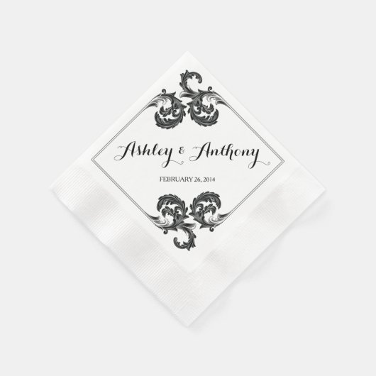 華美パーソナライズされた結婚フローラ 縁ありカクテルナプキン (角)