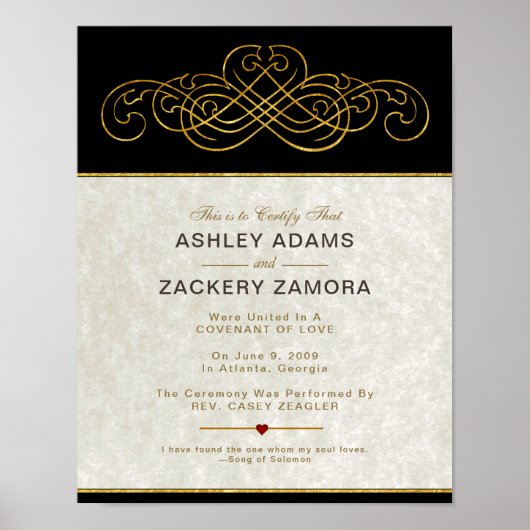 華美ビクトリアンコンテンポラリー結婚証明書 ポスター (正面)