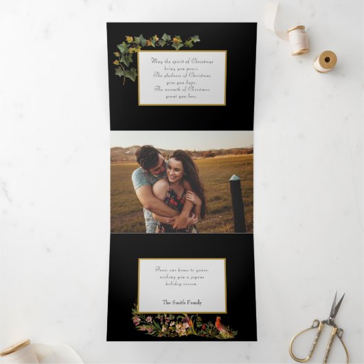 華美ビクトリアンフローラ 三つ折りクリスマスカード (内部)