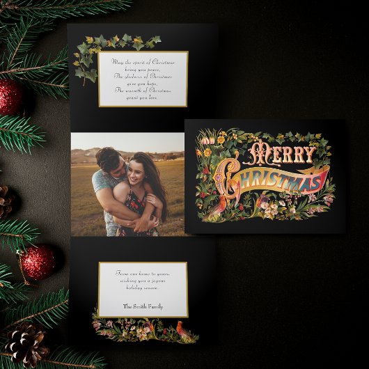 華美ビクトリアンフローラ 三つ折りクリスマスカード