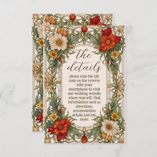 華美ビクトリアン縁どの結婚花 エンクロージャーカード (正面/裏面)