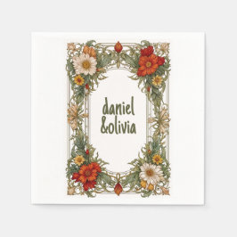 華美ビクトリアン縁どの結婚花 スタンダードカクテルナプキン