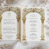 華美ビクトリアン金ゴールドアーチ&ピンクローズ結婚ズ 招待状