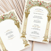 華美ビクトリアン金ゴールドアーチ&ピンクローズ結婚ズ 招待状