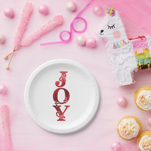 華美フェイクJOYクリスマスホリデー ペーパープレート (パーティー)