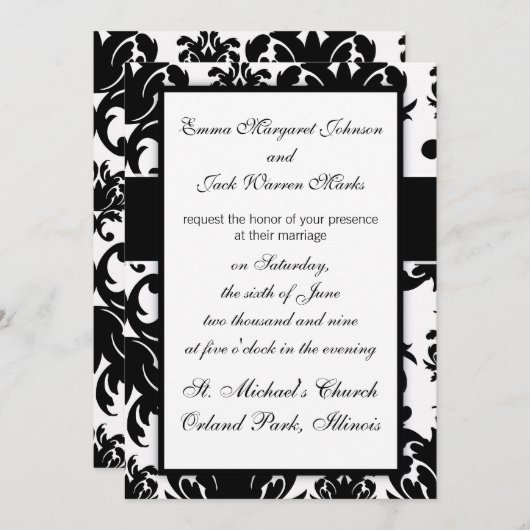 華美フォーマル白黒デザイン 招待状 (正面/裏面)