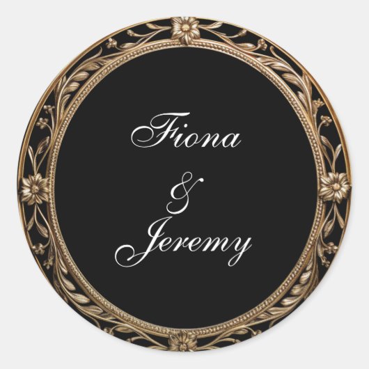 華美フローラパーソナライズされた結婚枠のシール ラウンドシール (正面)