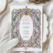 華美フローラフレームヴィンテージウェディング招待状 招待状