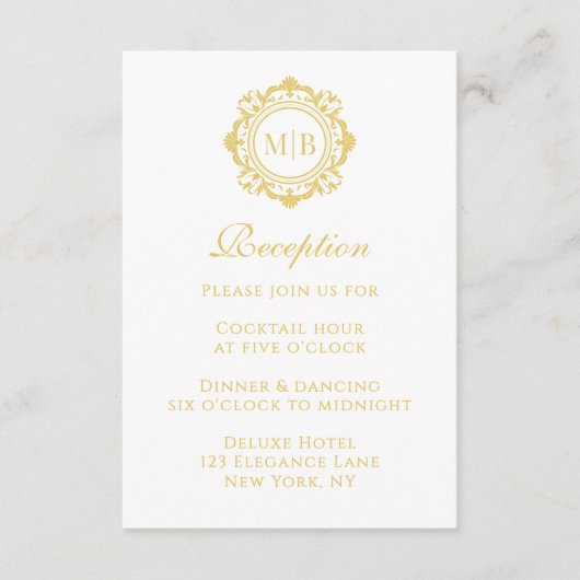 華美フローラモノグラム金ゴールド結婚披露宴 エンクロージャーカード (正面)