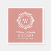 華美フローラモノグラ結婚ムのバラエレガント金ゴールド スタンダードカクテルナプキン (正面)