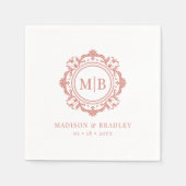 華美フローラモノグラ結婚ムのバラエレガント金ゴールド スタンダードカクテルナプキン (正面)